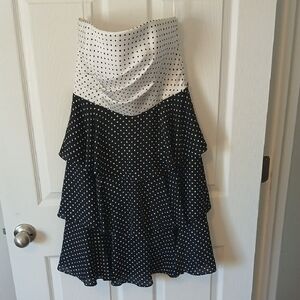 White House Black Market Polka Dot Black and White Dress. Size 4